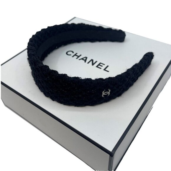 Authentic CHANEL CC Headband Black Velvet 22A Hair Accessory Black #36635417 - Picture 1 of 12